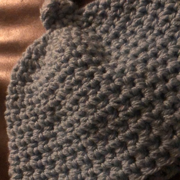 Homemade knot and knit blue toddler beanie - Picture 2 of 4